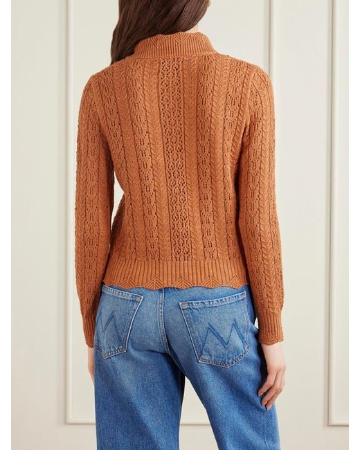 RRL Orange Hannah Crocheted Cotton Sweater