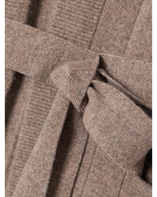 Max Mara Natural Belted Ribbed-Knit Cashmere Cardigan