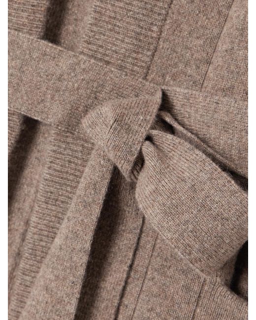 Max Mara Natural Rippstrick-Cardigan Aus Kaschmir Mit Bindegürtel