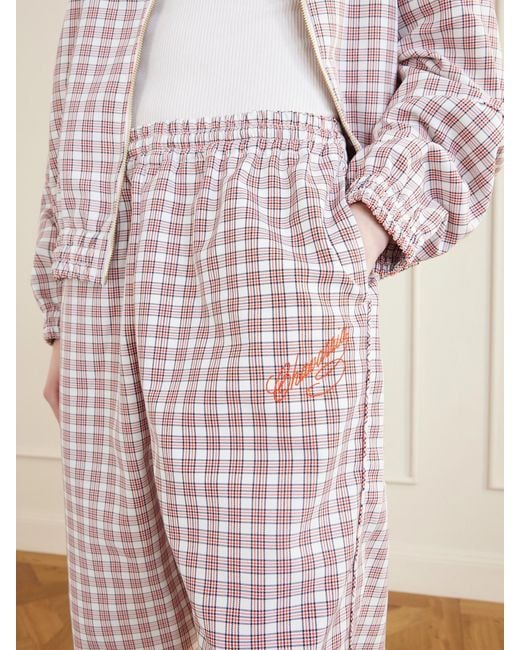 Willy Chavarria White Ruff Rider Checked Woven Wide-Leg Pants
