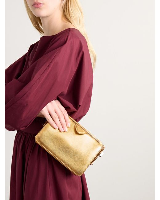 Gabriela Hearst Natural Carrington Clutch Aus Metallic-Leder
