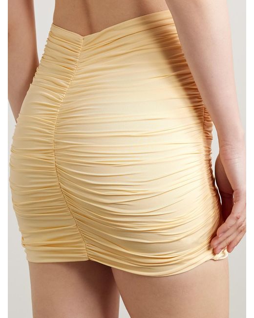 Maygel Coronel Natural Corda Cutout Appliquéd Ruched Stretch-Jersey Mini Skirt