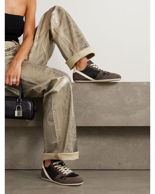 Rick Owens Brown Low-Top Sneakers With Suede Inserts