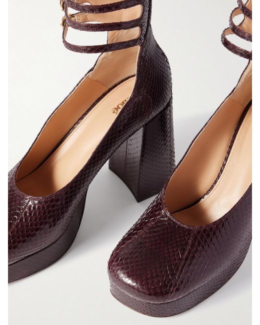 Chloé Purple Loti Snake-Effect Leather Platform Pumps