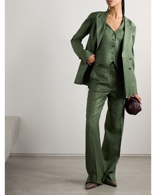 Gabriela Hearst Green Coleridge Weste Aus Twill Aus Einer Mischung Aus Wolle, Seide Und Leinen