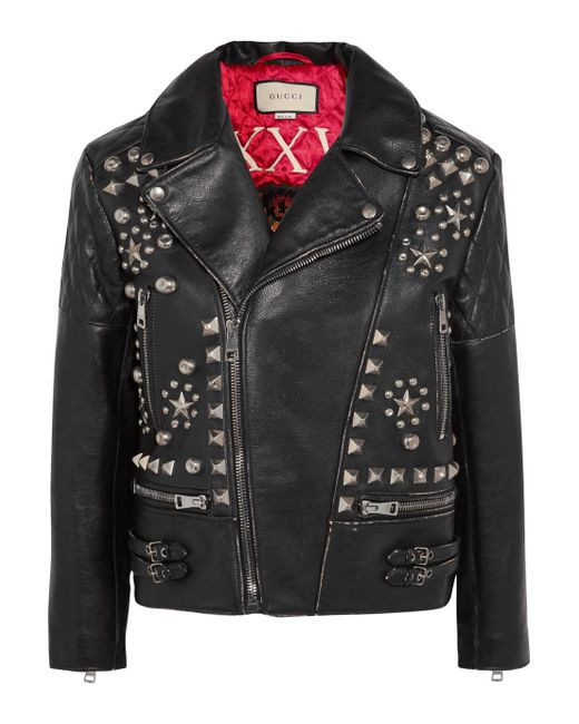Gucci Stars Studded Blouson Leather Jacket