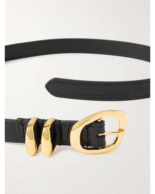 Amanu Black The Tugela Croc-Effect Leather Belt