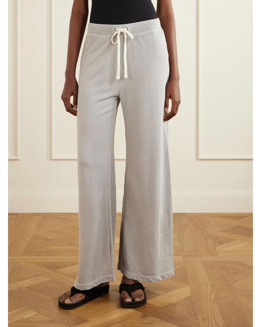 James Perse White Cotton-Terry Wide-Leg Track Pants