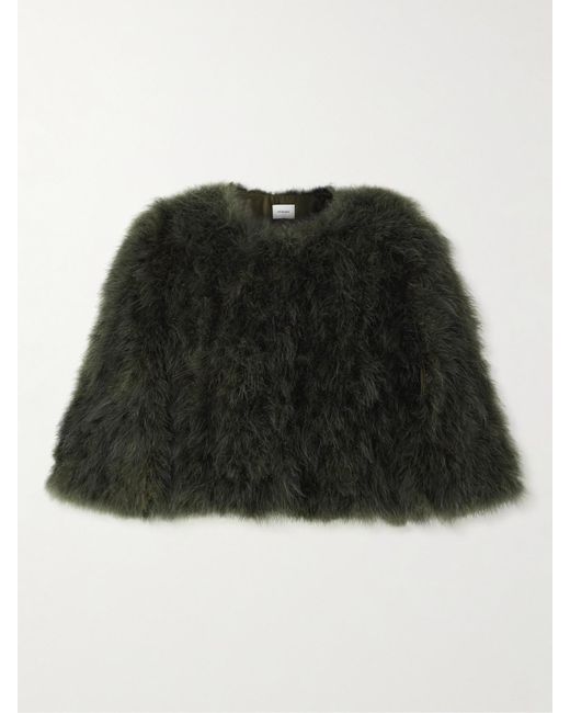 Yves Salomon Black Cropped Feather Jacket