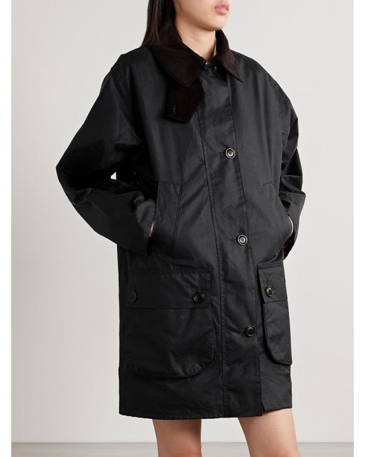 Barbour Black The Edit By Alexa Loren Jacke Aus Gewachster Baumwolle Mit Cordbesätzen