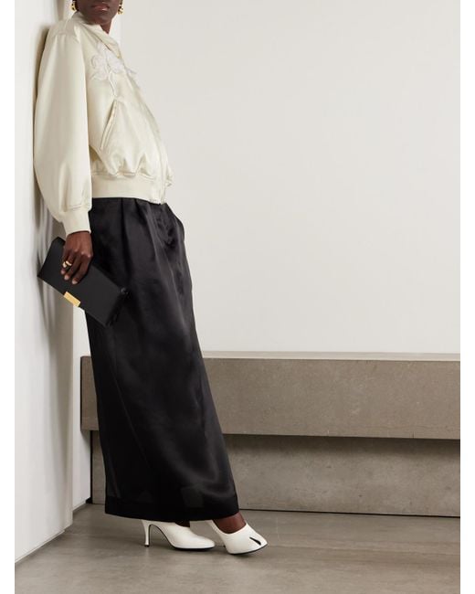 Jil Sander Natural Embroidered Satin-Twill Bomber Jacket