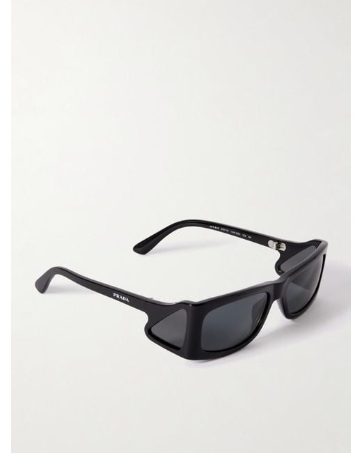 Prada Black Rectangular-Frame Acetate Sunglasses