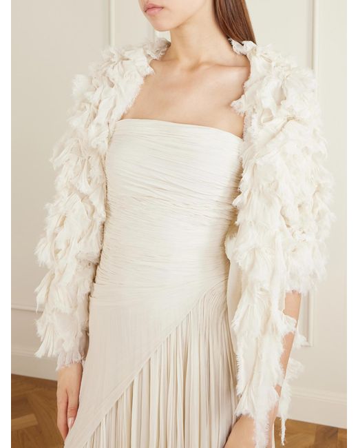 Marmar Halim Natural Layered Cape-Effect Georgette Jacket