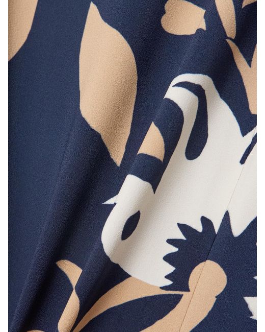 LaDoubleJ Blue Buy Me A Martini Floral-Print Crepe Midi Dress