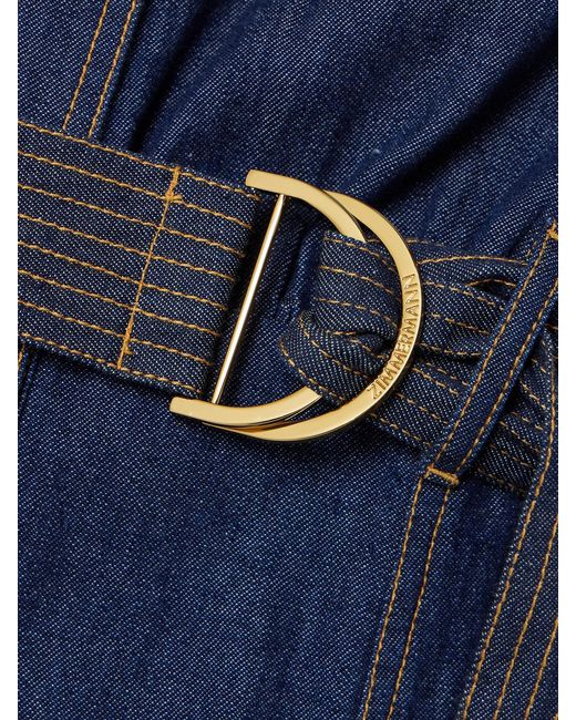 Zimmermann Blue Belted Tiered Denim Midi Dress