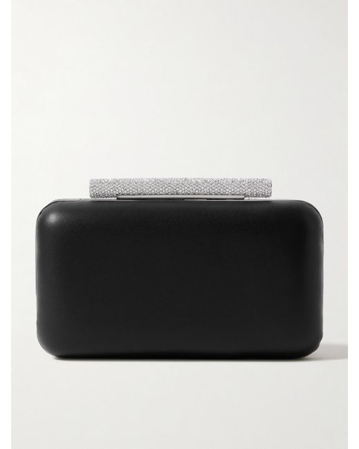 Alexander McQueen Black T-Bar Clutch Aus Leder Mit Kristallen