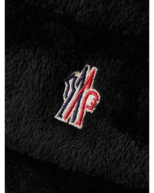 Moncler Black Hooded Quilted Fleece Down Jacket