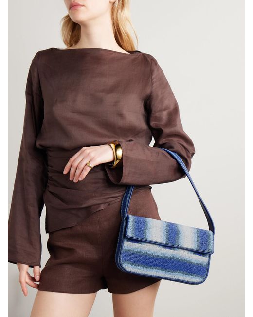 Staud Blue Tommy Schultertasche Aus Satin Mit Besätzen Aus Synthetischem Material Und Zierperlen