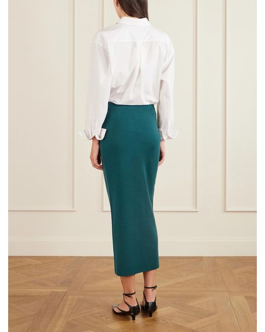High Sport Green Cassidy Wool Midi Skirt