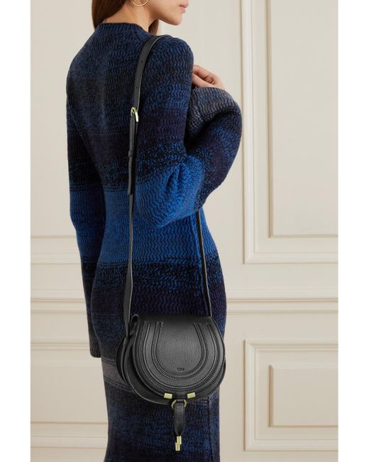 Chloé Gray Marcie Mini Textured-Leather Shoulder Bag