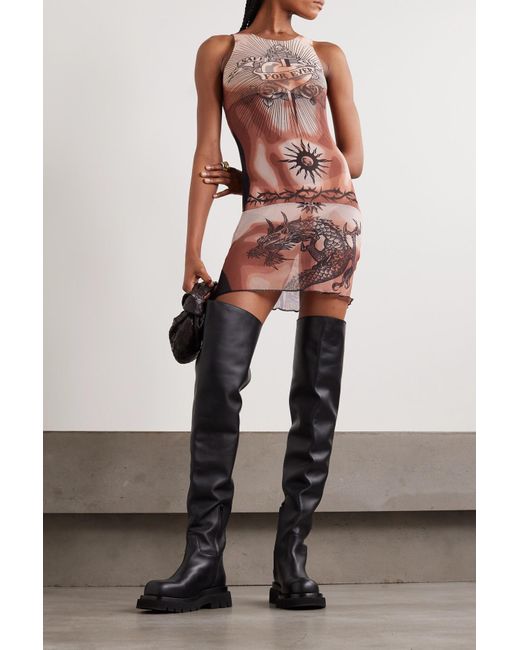 Jean Paul Gaultier Safe Sex Tattoo Printed Tulle Mini Dress Lyst