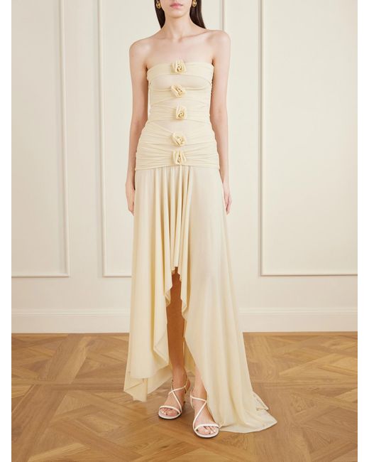 Maygel Coronel Natural Andi Draped Jersey Maxi Dress