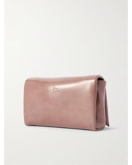 Christian Louboutin Pink Loubi54 Embellished Crinkled Patent-Leather Shoulder Bag