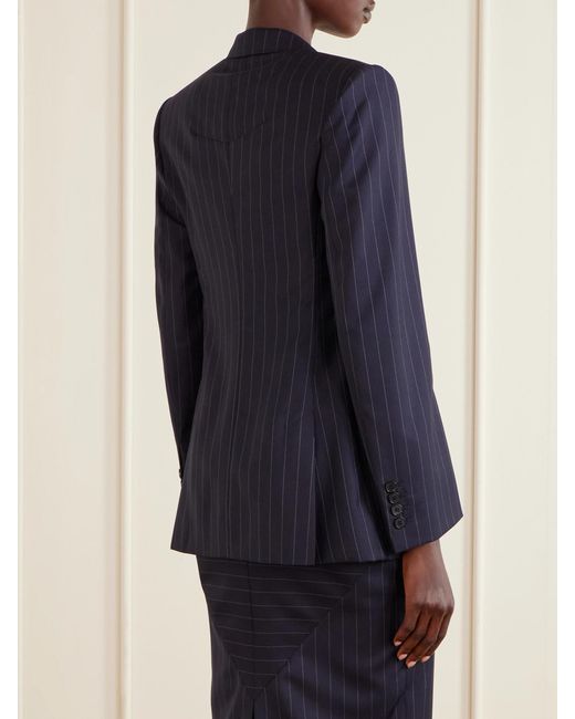 Givenchy Blue Pinstripe Double-Breasted Wool Blazer