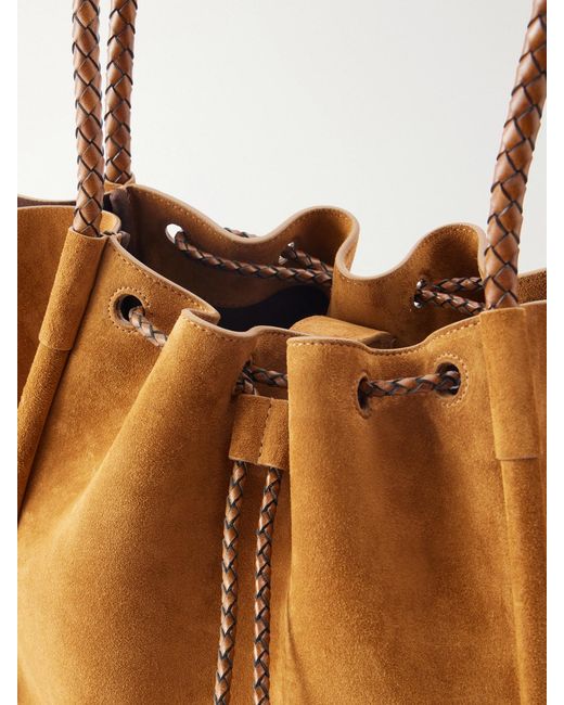 Proenza Schouler Brown Large Leather-Trimmed Ruched Suede Tote