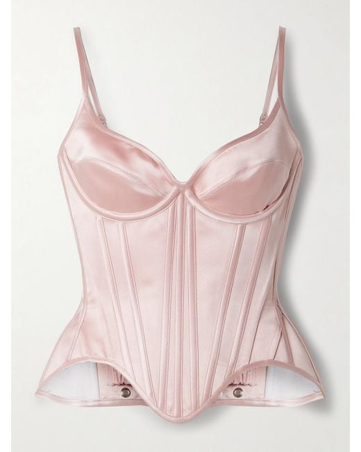 Wiederhoeft Pink Salon Silk-Satin Bustier Top
