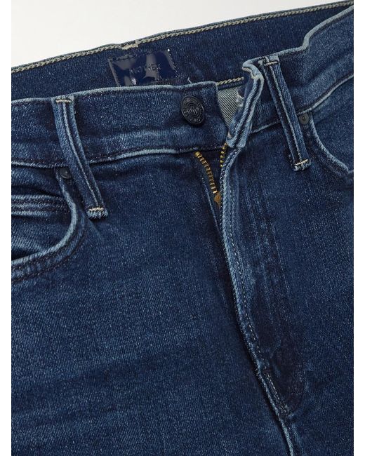 Mother Blue The Rascal Skimp High-Rise Slim-Leg Jeans