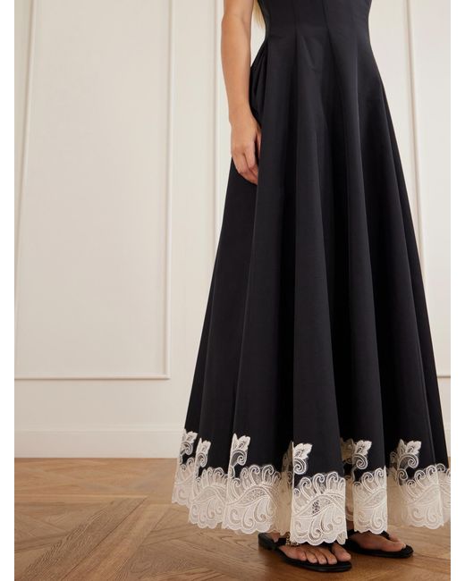 Jonathan Simkhai Blue Mira Lace-Trimmed Cotton-Blend Faille Maxi Dress