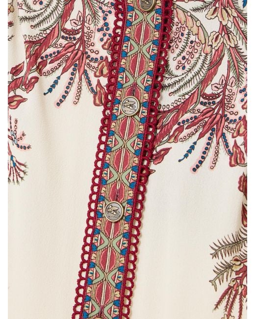 Etro Natural Picot-Trimmed Paisley-Print Crepe Midi Shirt Dress