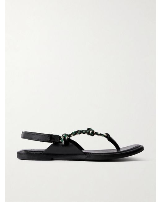 St. Agni Black Woven Leather Sandals
