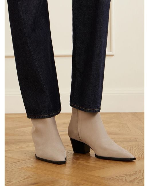 Manolo Blahnik Natural Aliera 50 Nubuck Ankle Boots