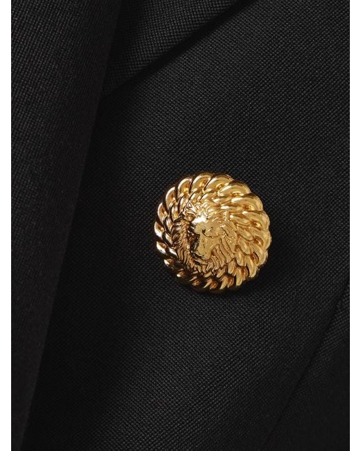 Balmain Black Doppelreihiger Blazer Aus Grain De Poudre Aus Wolle