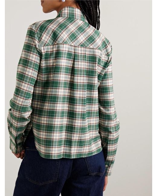 Twp Green New Carter Checked Cotton-Flannel Shirt