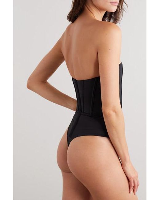 Agent Provocateur Roxey Silk-blend Satin-trimmed Mesh And Cotton Thong  Bodysuit in Black