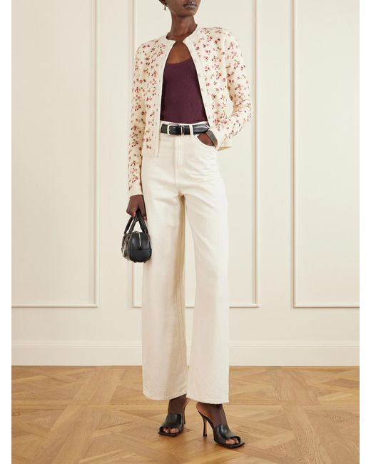 Magda Butrym Natural Floral-Print Wool, Silk And Cashmere-Blend Cardigan