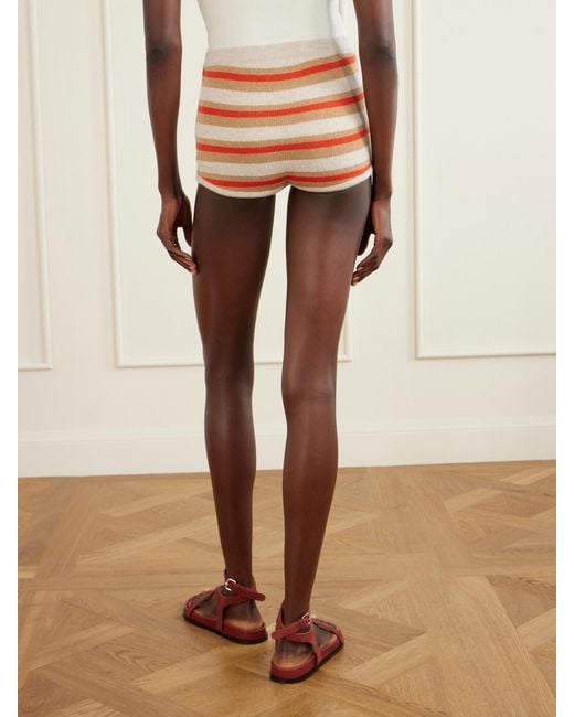 The Elder Statesman Orange Hallie Striped Cashmere Shorts