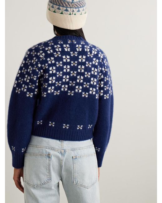 Calle Del Mar Blue Fair Isle Cashmere Cardigan