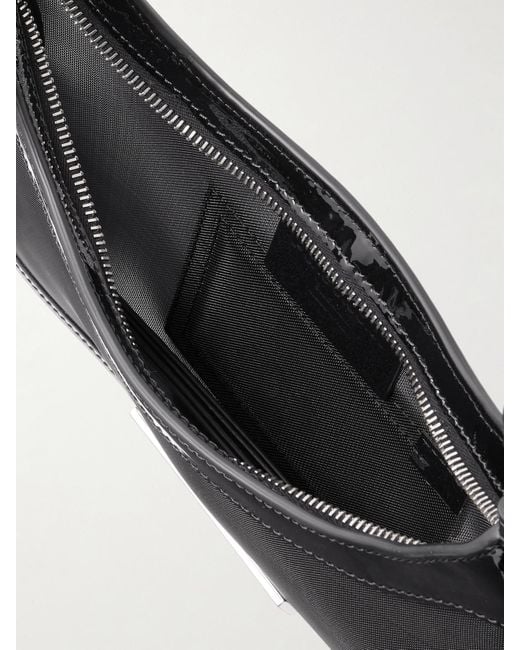 Acne White Embellished Patent Leather-Trimmed Mesh Shoulder Bag