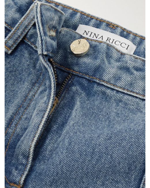 Nina Ricci Blue Paneled Mid-Rise Flared Jeans