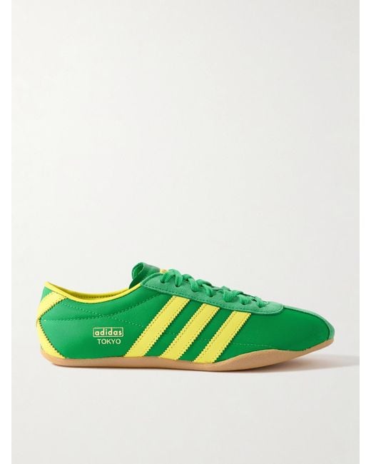 Adidas Originals Green Tokyo Leather And Suede-Trimmed Mesh Sneakers