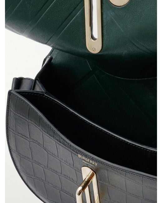Burberry Black Croc-Effect Leather Shoulder Bag