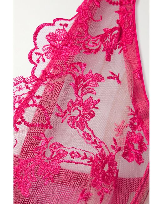 I.D Sarrieri Pink Net Sustain Lolita Embroidered Tulle Underwired Triangle Bra
