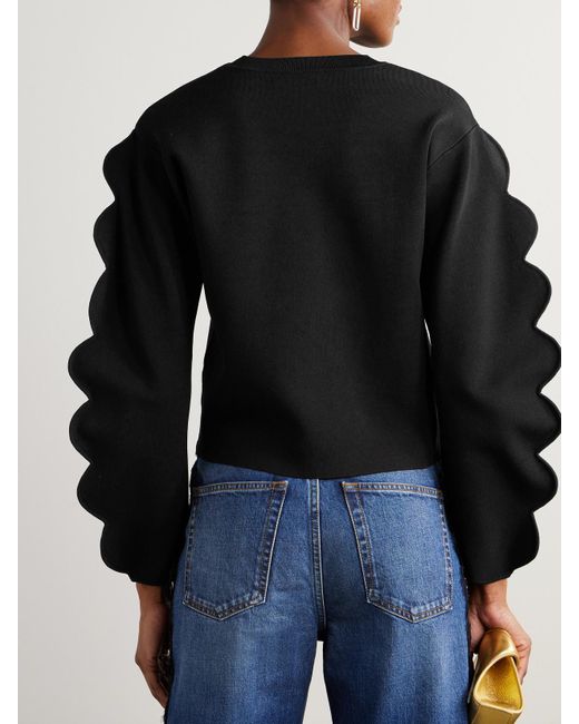 Ulla Johnson Black Ivy Scalloped Jersey Sweater