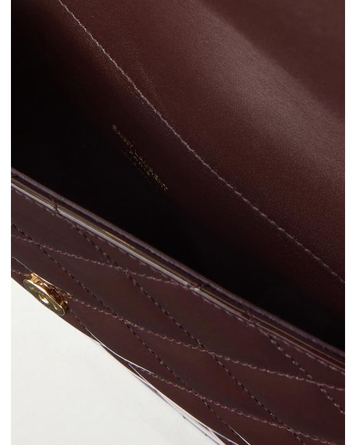 Saint Laurent Black Paris Matelassé Patent-Leather Clutch