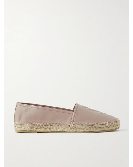 Saint Laurent White Logo-Embossed Leather Espadrilles
