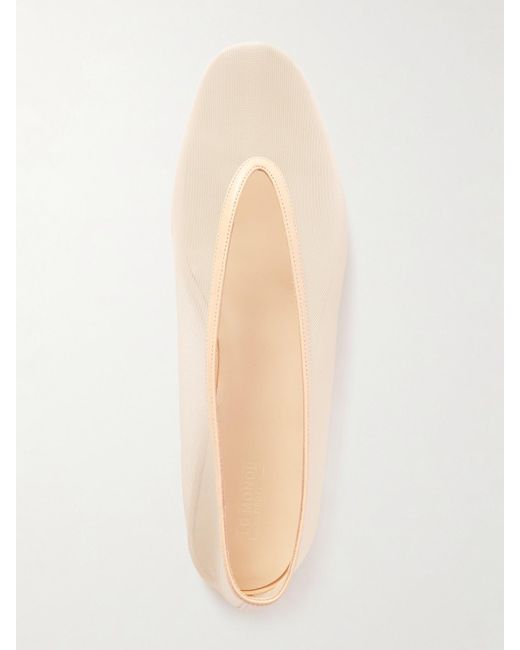 Le Monde Beryl Natural Luna Leather-Trimmed Mesh Ballet Flats